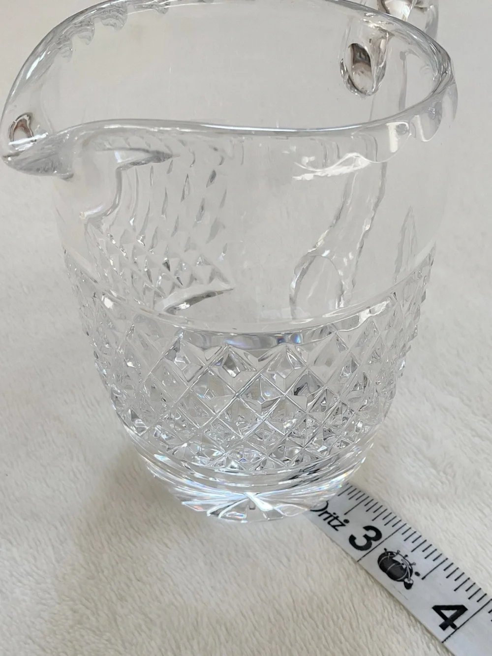 Signed Waterford Crystal Creamer Scalloped Rim Diamond Cut